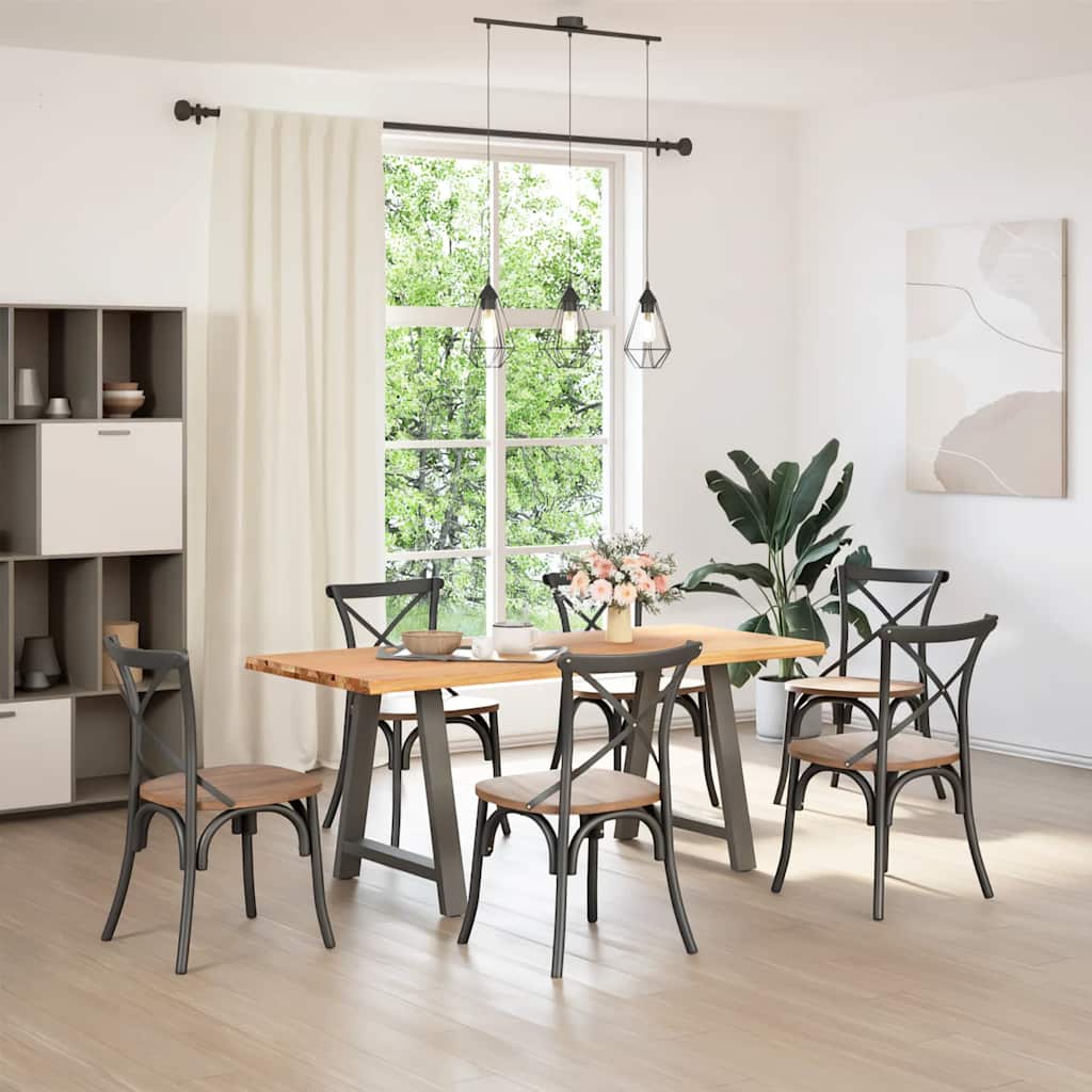 vidaXL Eettafel met natuurlijke rand massief eikenhout rechthoekig afbeelding