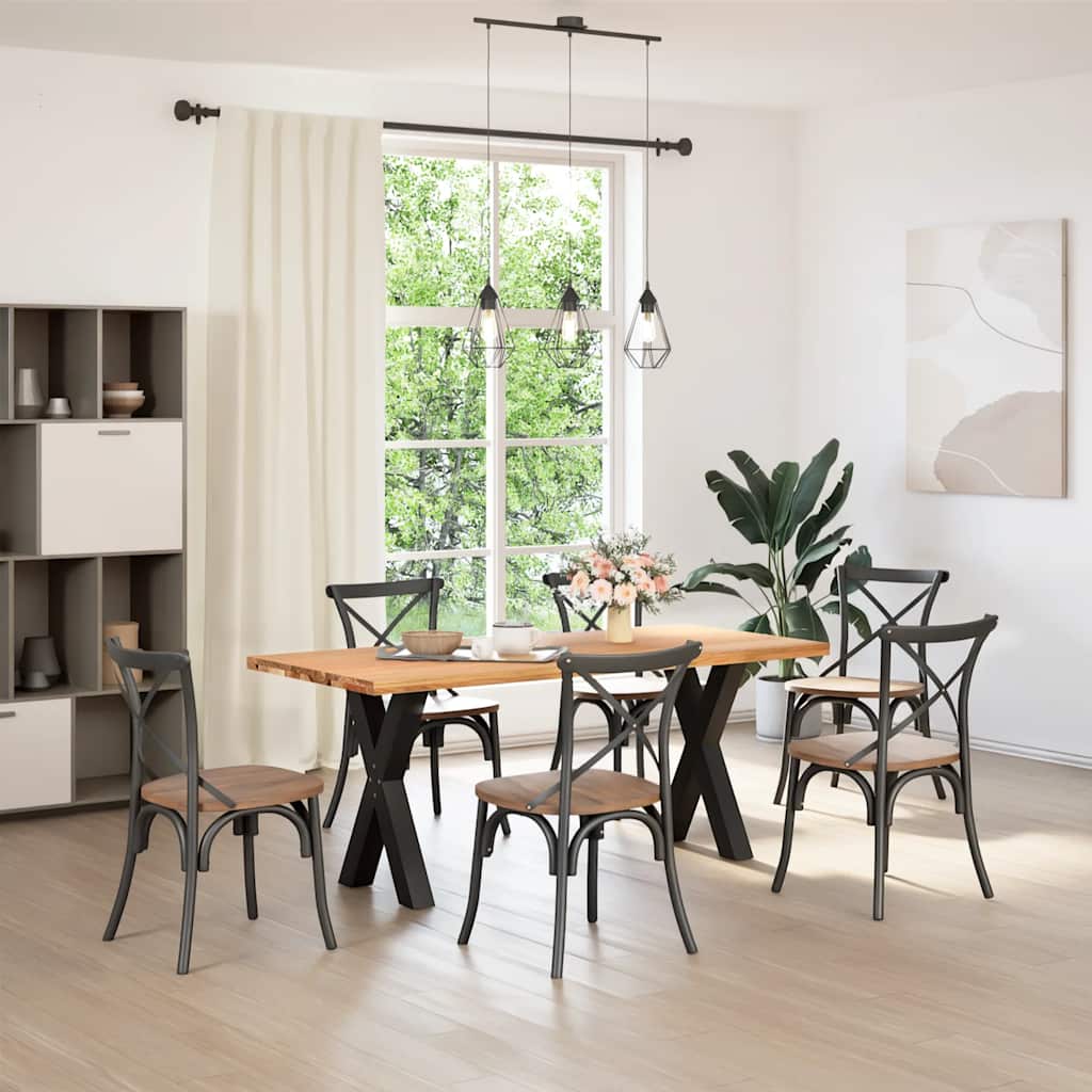 vidaXL Eettafel met natuurlijke rand massief eikenhout rechthoekig afbeelding