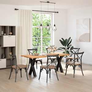 vidaXL Esstisch mit Baumkanten 180x80x74cm Massivholz Eiche Rechteckig