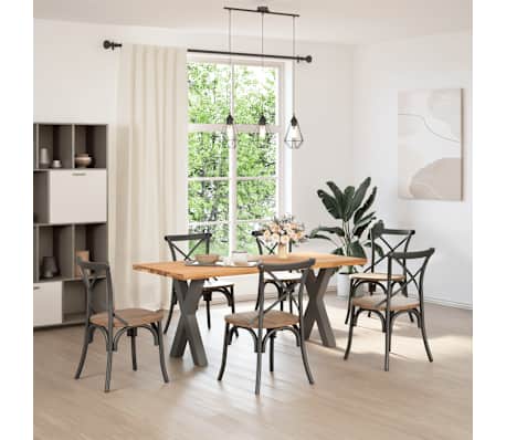 vidaXL Esstisch mit Baumkanten 180x80x74cm Massivholz Eiche Rechteckig