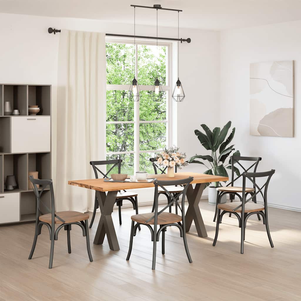 vidaXL Eettafel met natuurlijke rand massief eikenhout rechthoekig afbeelding