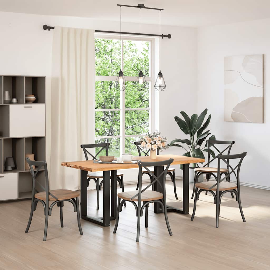 vidaXL Eettafel met natuurlijke rand massief eikenhout rechthoekig afbeelding