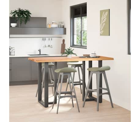 vidaXL Table de bar rectangulaire en ch&ecirc;ne massif avec bords naturels 180 x 80 x 92 cm