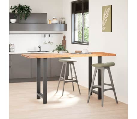 vidaXL Table de bar rectangulaire en bois massif de ch&ecirc;ne marron clair 200 x 80 x 102 cm