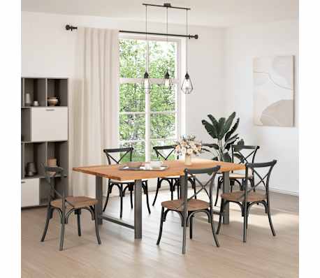 vidaXL Table &agrave; manger marron clair bois de ch&ecirc;ne massif rectangulaire