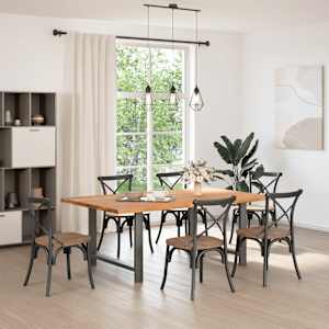 vidaXL Table &agrave; manger marron clair bois de ch&ecirc;ne massif rectangulaire