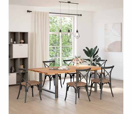 vidaXL Table &agrave; manger marron clair bois de ch&ecirc;ne massif rectangulaire