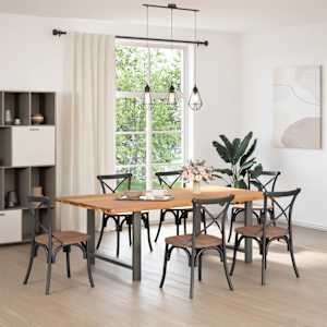 vidaXL Table &agrave; manger marron clair bois de ch&ecirc;ne massif rectangulaire