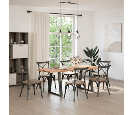 vidaXL Dining Table Light brown Solid oak wood Large Adjustable Feet