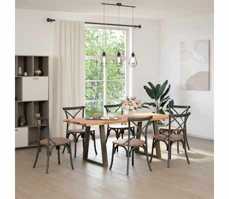 vidaXL Dining Table Light Brown Solid Oak 78.7 in x 31.5 in x 29.1 in