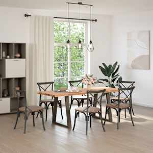 vidaXL Dining Table Light Brown Solid Oak 78.7 in x 31.5 in x 29.1 in