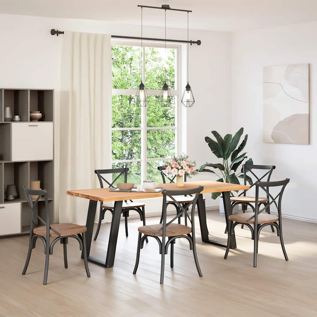 vidaXL Eettafel rechthoekig 200x80x74 cm massief eikenhout lichtbruin afbeelding
