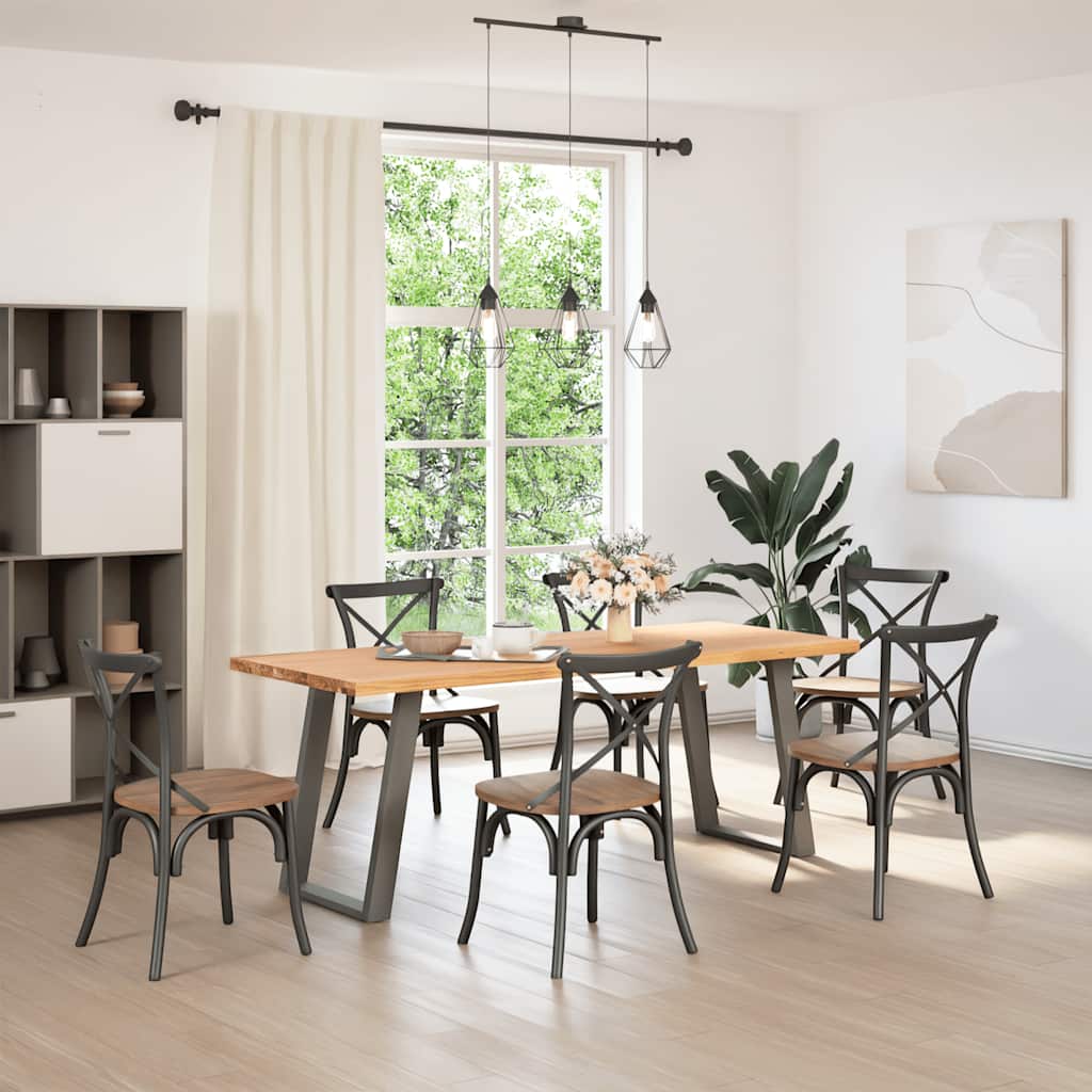 vidaXL Eettafel rechthoekig 200x80x74 cm massief eikenhout lichtbruin afbeelding