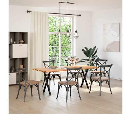 vidaXL Table &agrave; manger marron clair bois de ch&ecirc;ne massif rectangulaire