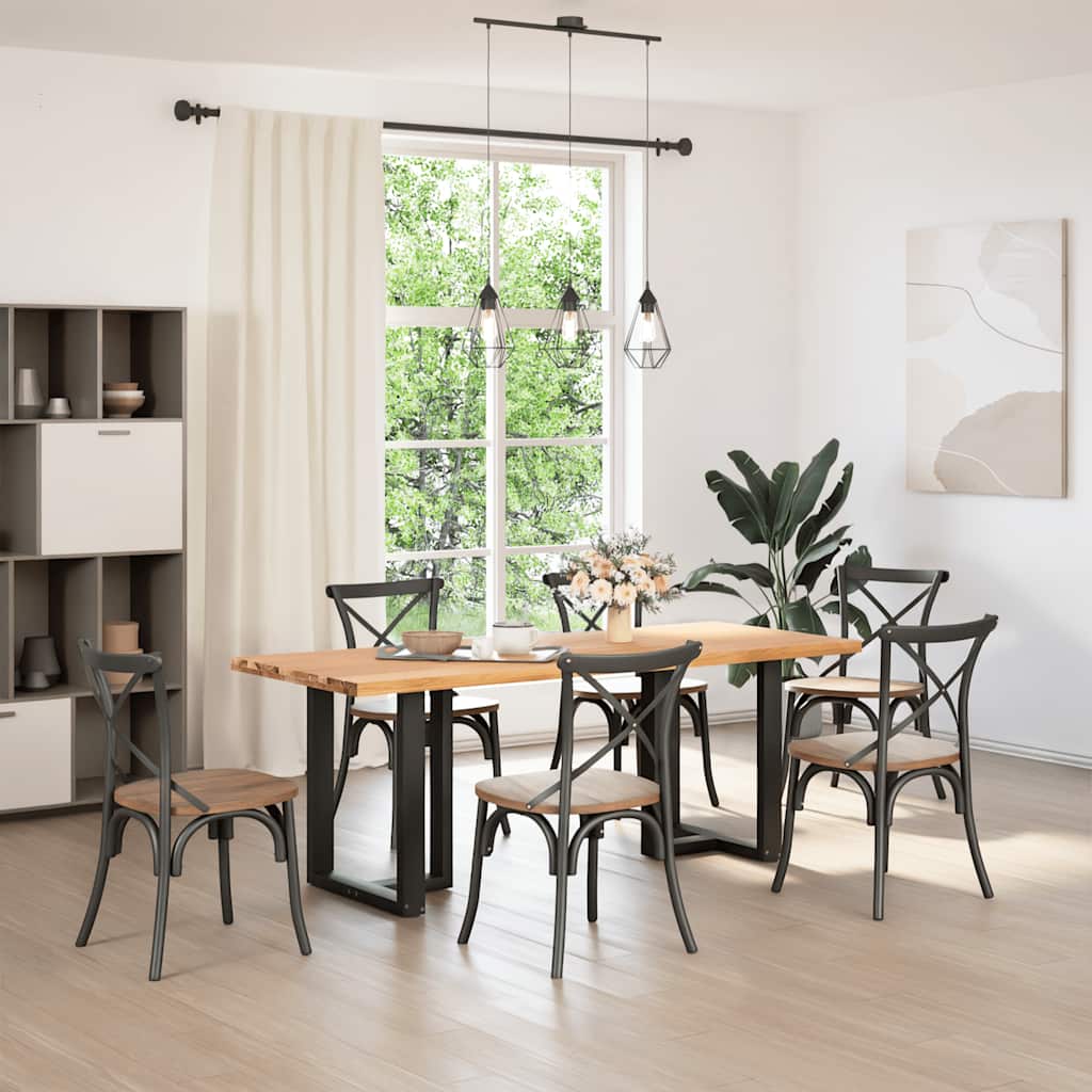 vidaXL Eettafel rechthoekig 200x80x74 cm massief eikenhout lichtbruin afbeelding
