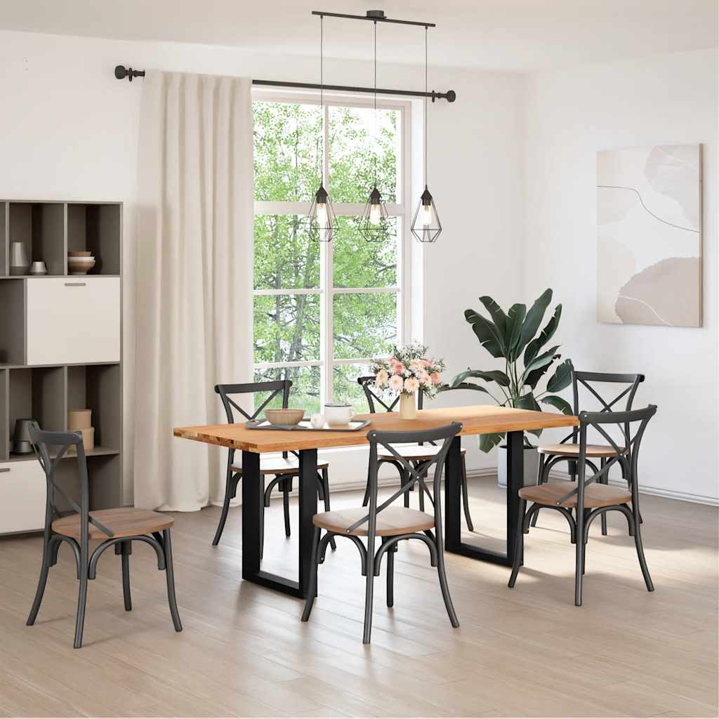 vidaXL Eettafel rechthoekig 200x80x74 cm massief eikenhout lichtbruin afbeelding