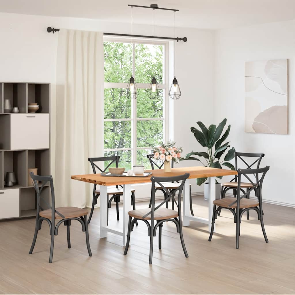vidaXL Eettafel rechthoekig 200x80x74 cm massief eikenhout lichtbruin afbeelding