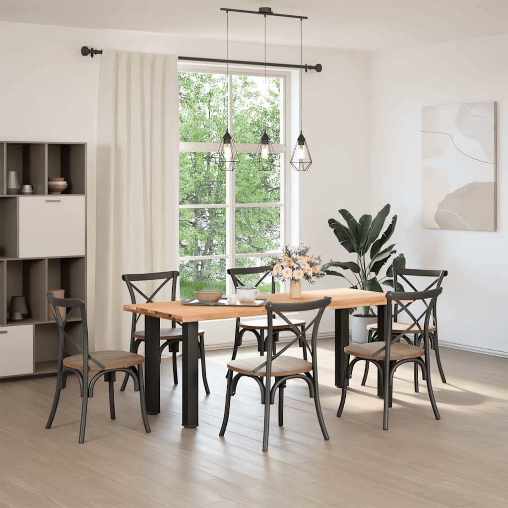 vidaXL Eettafel met natuurlijke rand massief eikenhout rechthoekig afbeelding