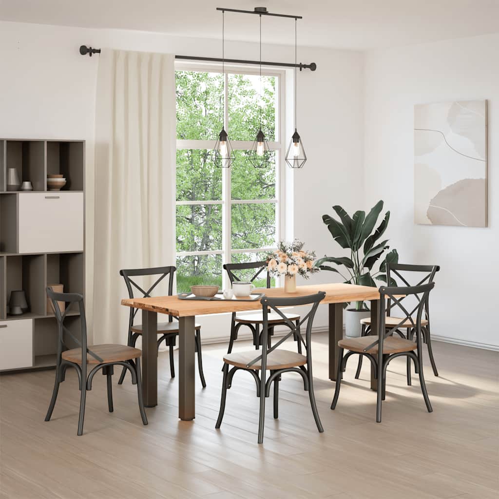 vidaXL Eettafel met natuurlijke rand massief eikenhout rechthoekig afbeelding