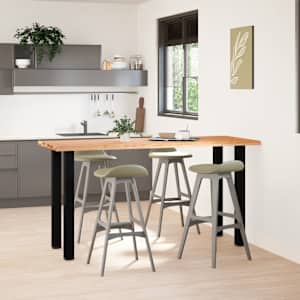 vidaXL Table de bar rectangulaire en ch&ecirc;ne massif avec bords naturels 200 x 80 x 92 cm