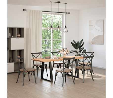 vidaXL Eettafel met natuurlijke rand 200x80x74 cm massief eikenhout