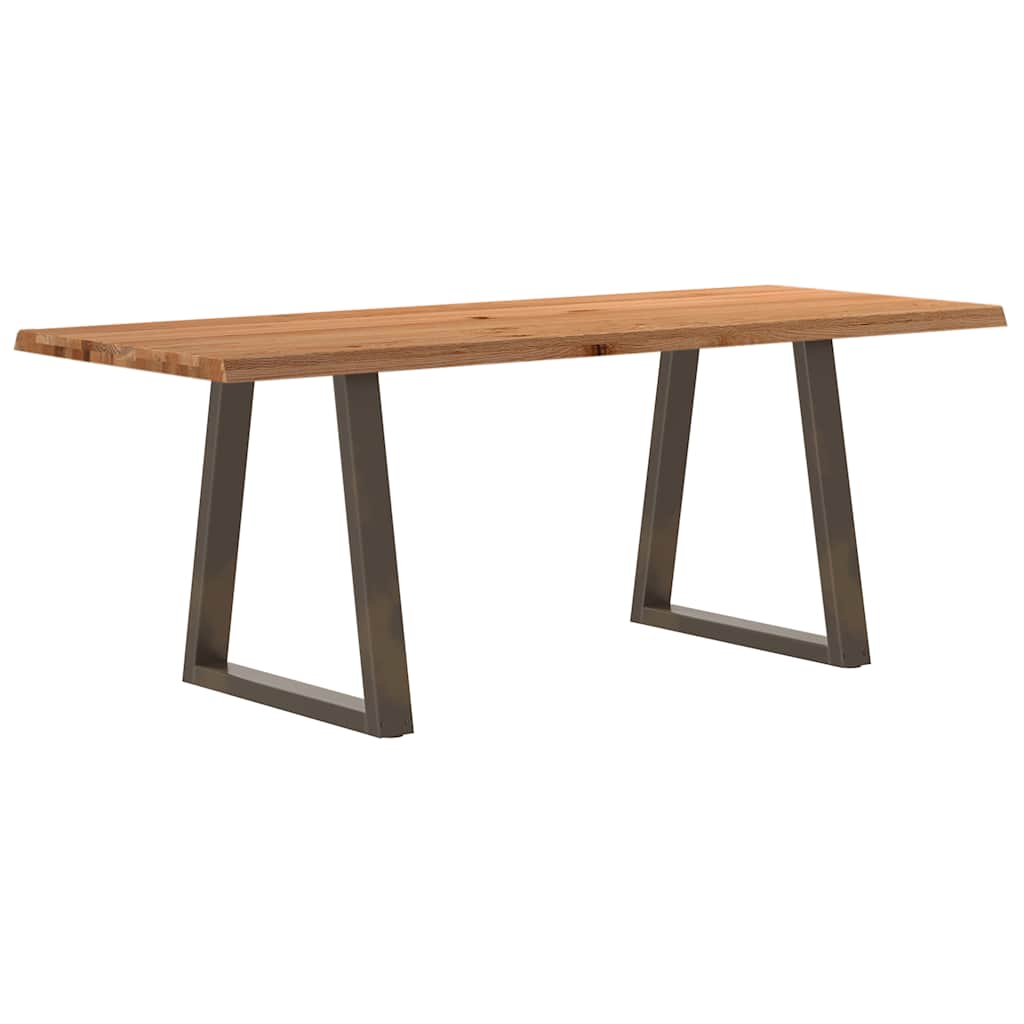 vidaXL Eettafel met natuurlijke rand 200x80x74 cm massief eikenhout