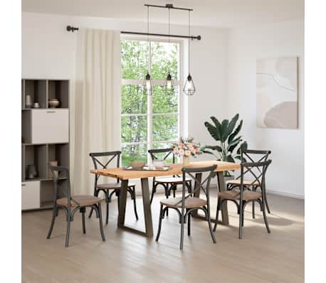 vidaXL Eettafel met natuurlijke rand 200x80x74 cm massief eikenhout