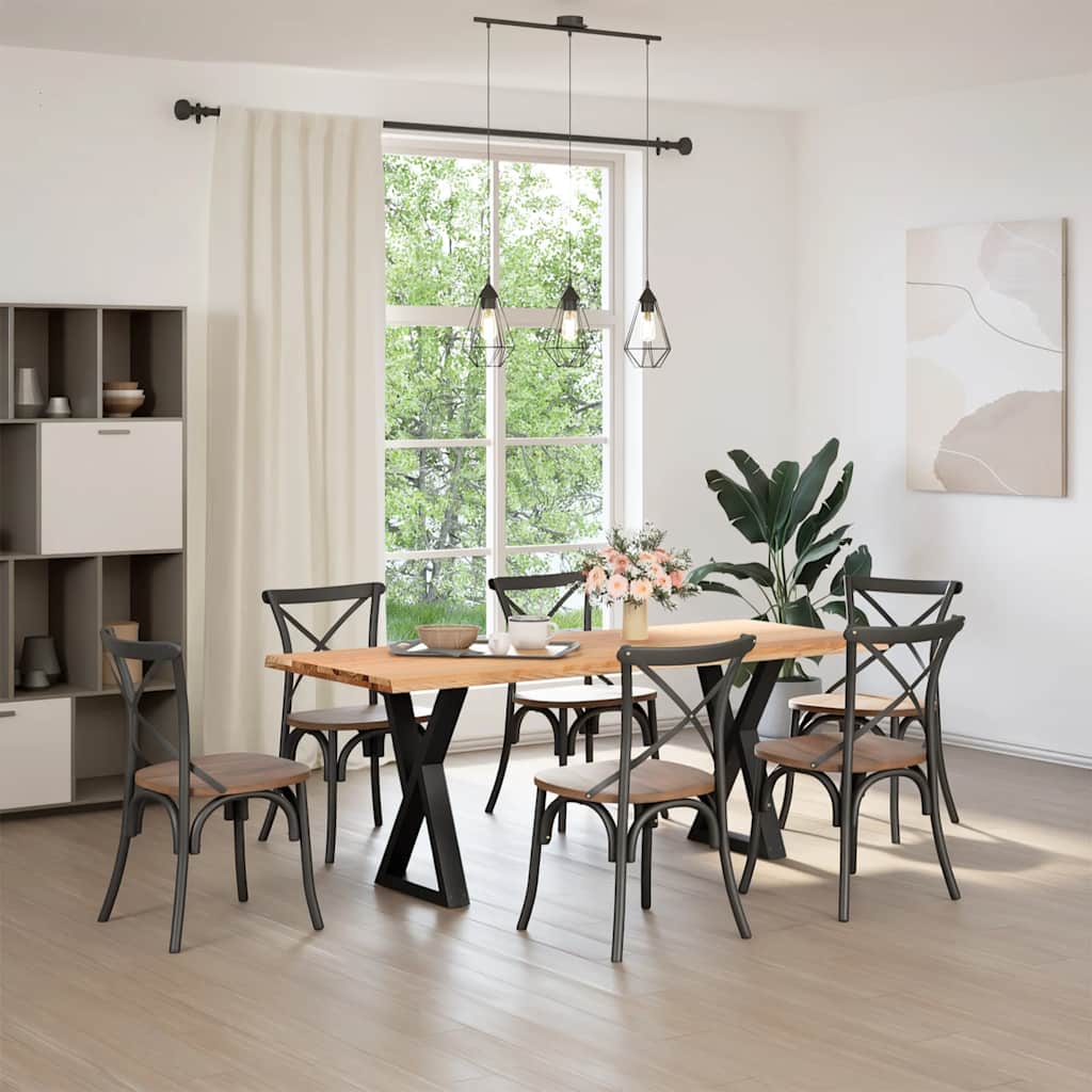 vidaXL Eettafel met natuurlijke rand 200x80x74 cm eikenhout lichtbruin afbeelding