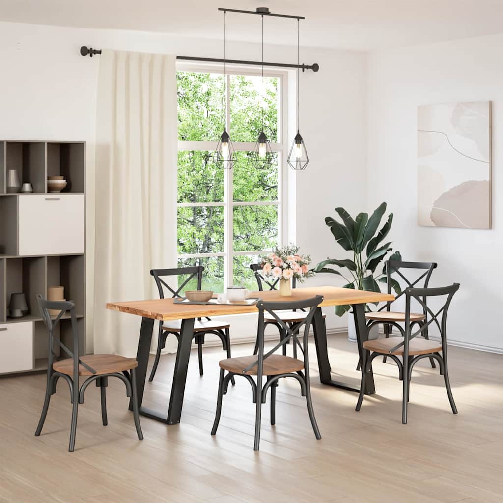 vidaXL Eettafel met natuurlijke rand massief eikenhout rechthoekig afbeelding