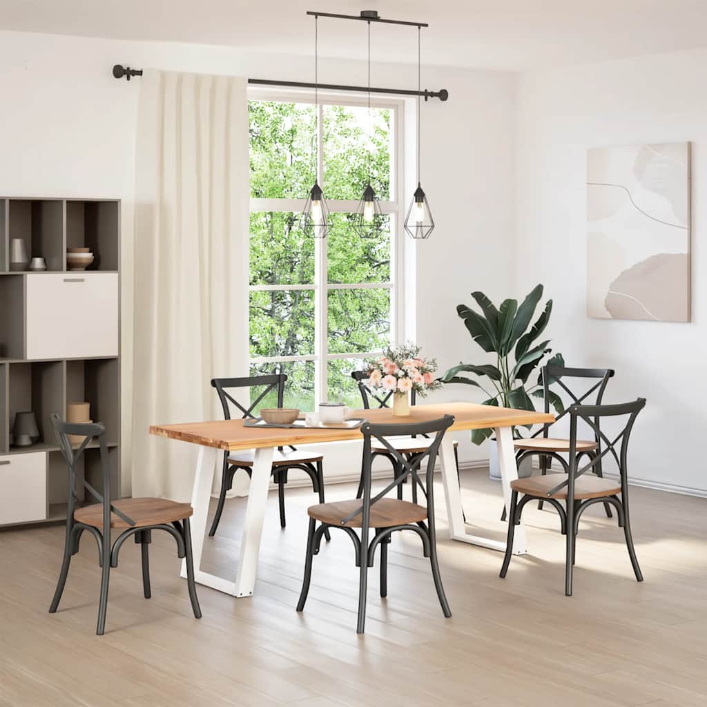vidaXL Eettafel met natuurlijke rand massief eikenhout rechthoekig afbeelding