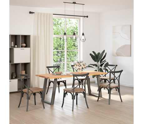 vidaXL Eettafel met natuurlijke rand massief eikenhout rechthoekig