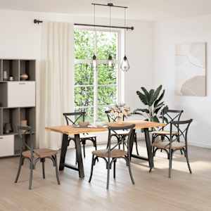 vidaXL Eettafel met natuurlijke rand massief eikenhout rechthoekig