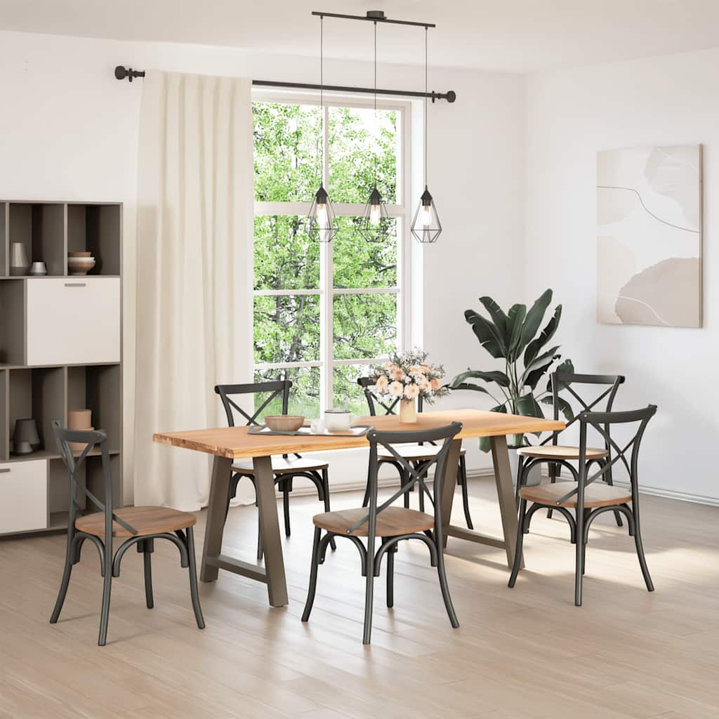 vidaXL Eettafel met natuurlijke rand massief eikenhout rechthoekig afbeelding