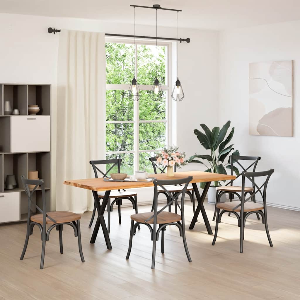 vidaXL Eettafel met natuurlijke rand massief eikenhout rechthoekig afbeelding