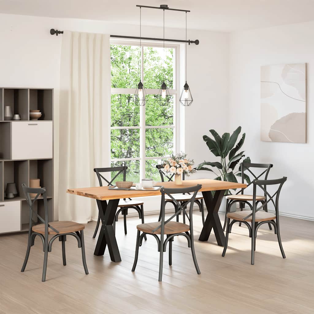 vidaXL Eettafel met natuurlijke rand massief eikenhout rechthoekig afbeelding