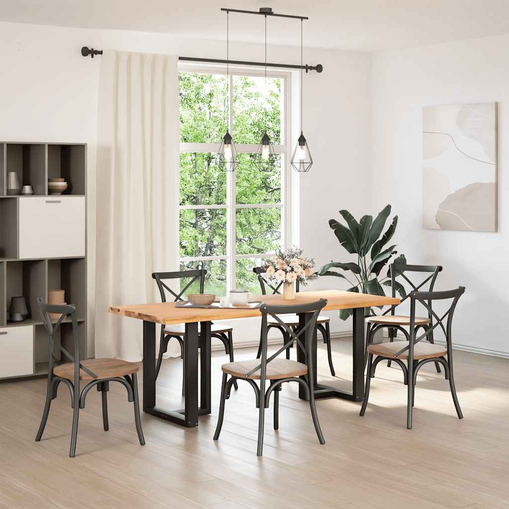 vidaXL Eettafel met natuurlijke rand massief eikenhout rechthoekig afbeelding