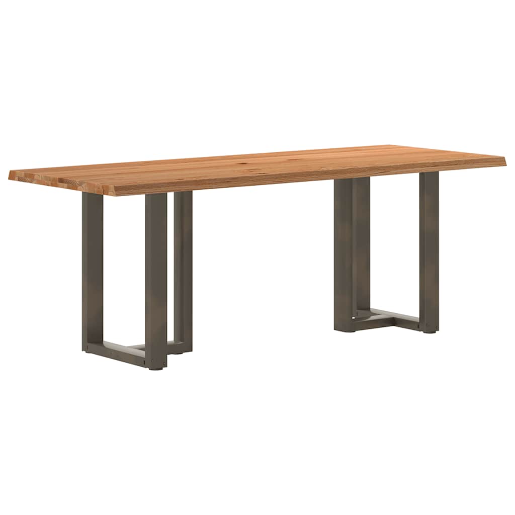 vidaXL Eettafel met natuurlijke rand massief eikenhout rechthoekig