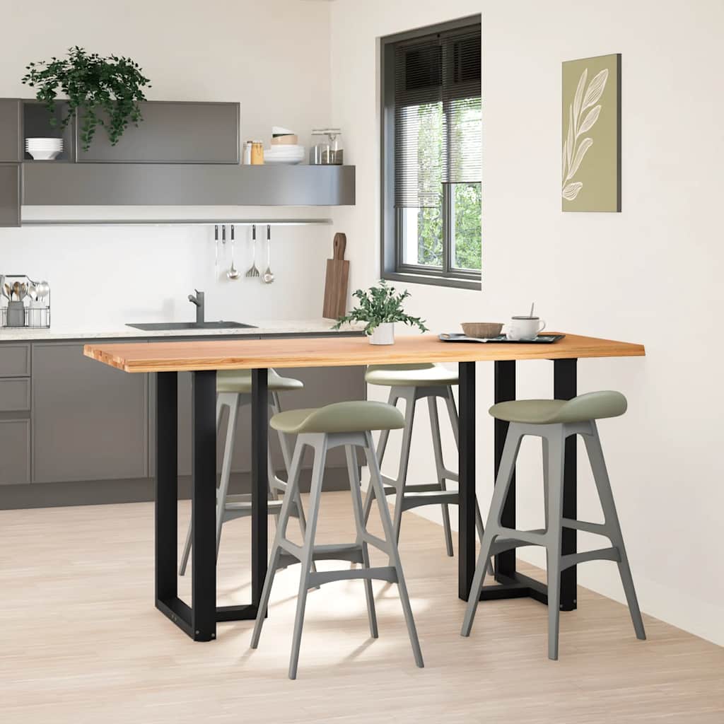 vidaXL Bartafel met natuurlijke rand 200x80x92 cm massief eikenhout afbeelding