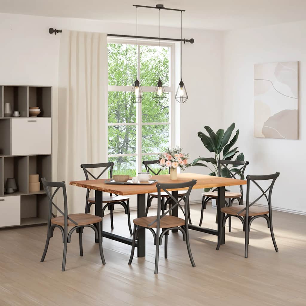 vidaXL Eettafel rechthoekig 180x120x74 cm massief eikenhout lichtbruin afbeelding