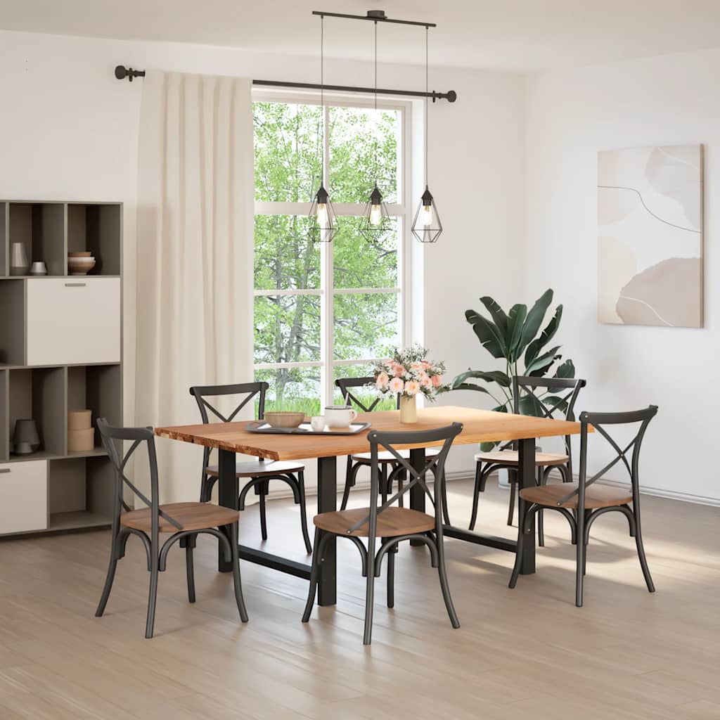 vidaXL Eettafel rechthoekig 200x120x74 cm massief eikenhout lichtbruin afbeelding