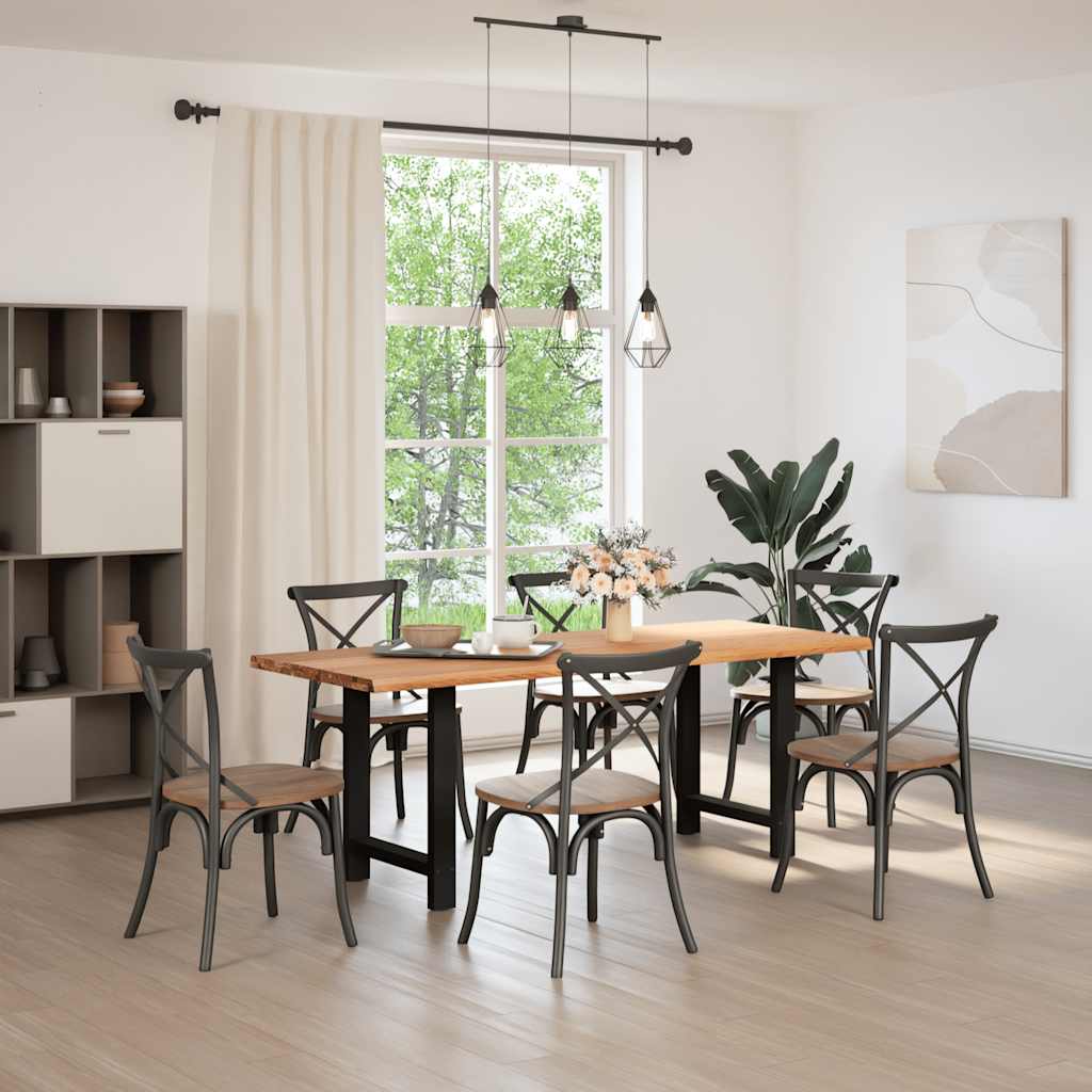 vidaXL Eettafel rechthoekig 200x80x74 cm massief eikenhout lichtbruin afbeelding