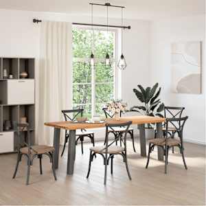 vidaXL Dining Table Light brown, Anthracite