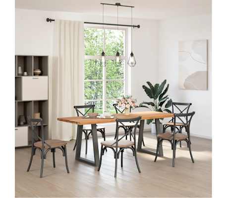 vidaXL Table &agrave; manger marron clair bois de ch&ecirc;ne massif rectangulaire