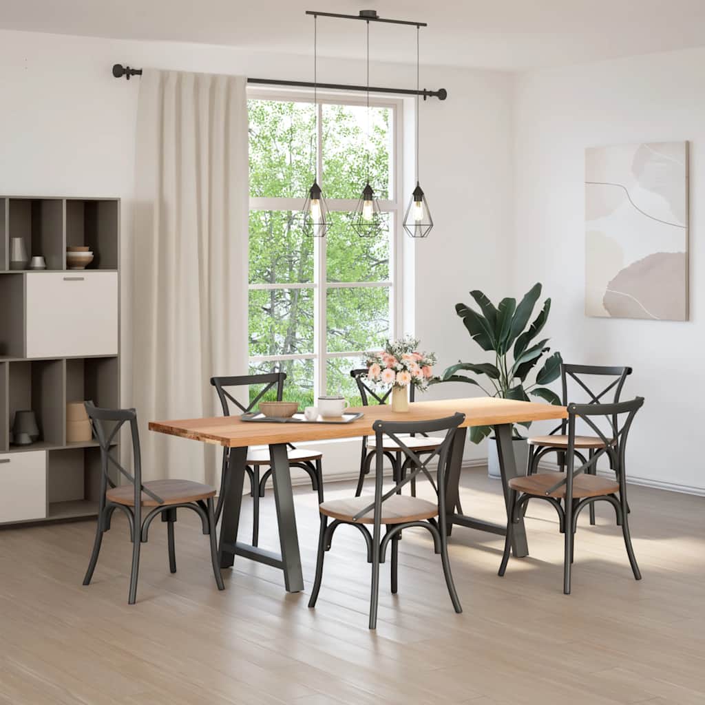 vidaXL Eettafel rechthoekig 220x80x74 cm massief eikenhout lichtbruin afbeelding