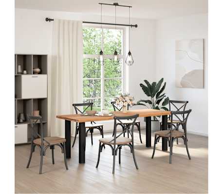 vidaXL Eettafel rechthoekig 220x80x74 cm massief eikenhout lichtbruin