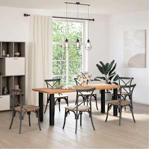 vidaXL Eettafel rechthoekig 220x80x74 cm massief eikenhout lichtbruin