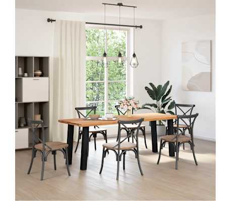 vidaXL Eettafel rechthoekig 220x80x74 cm massief eikenhout lichtbruin