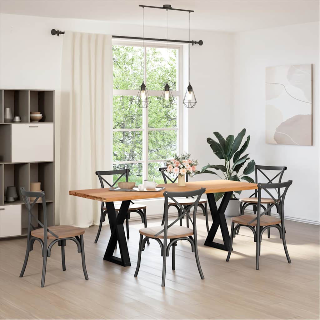 vidaXL Eettafel rechthoekig 220x80x74 cm massief eikenhout lichtbruin afbeelding