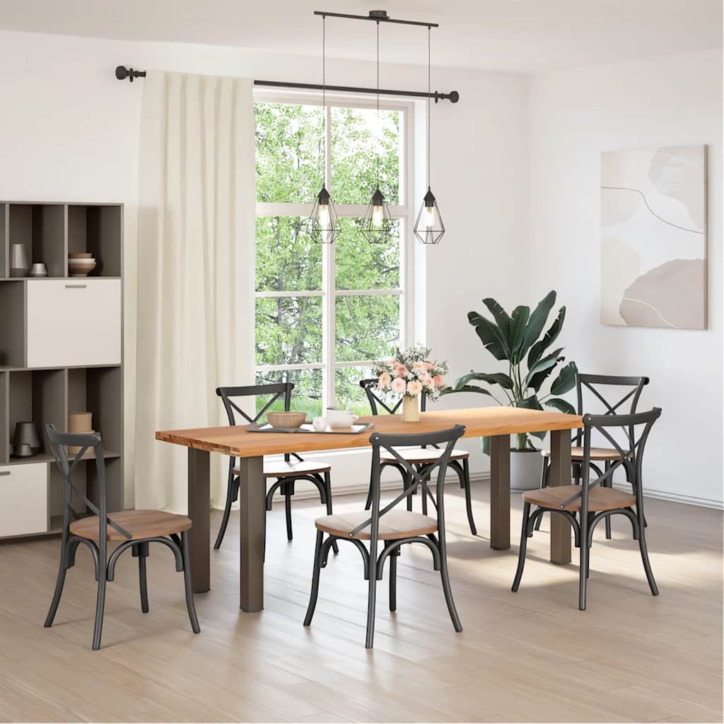 vidaXL Eettafel rechthoekig 220x80x74 cm massief eikenhout lichtbruin afbeelding