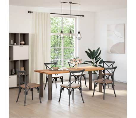 vidaXL Table &agrave; manger marron clair bois de ch&ecirc;ne massif rectangulaire